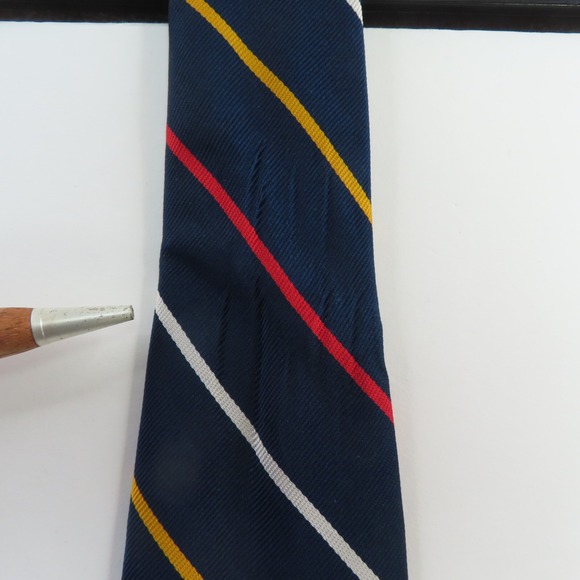 Westleigh Regiment Tie Mens Silk Red Blue Yellow Stripe Repp 3.75" Wide 56" Long - Picture 4 of 8